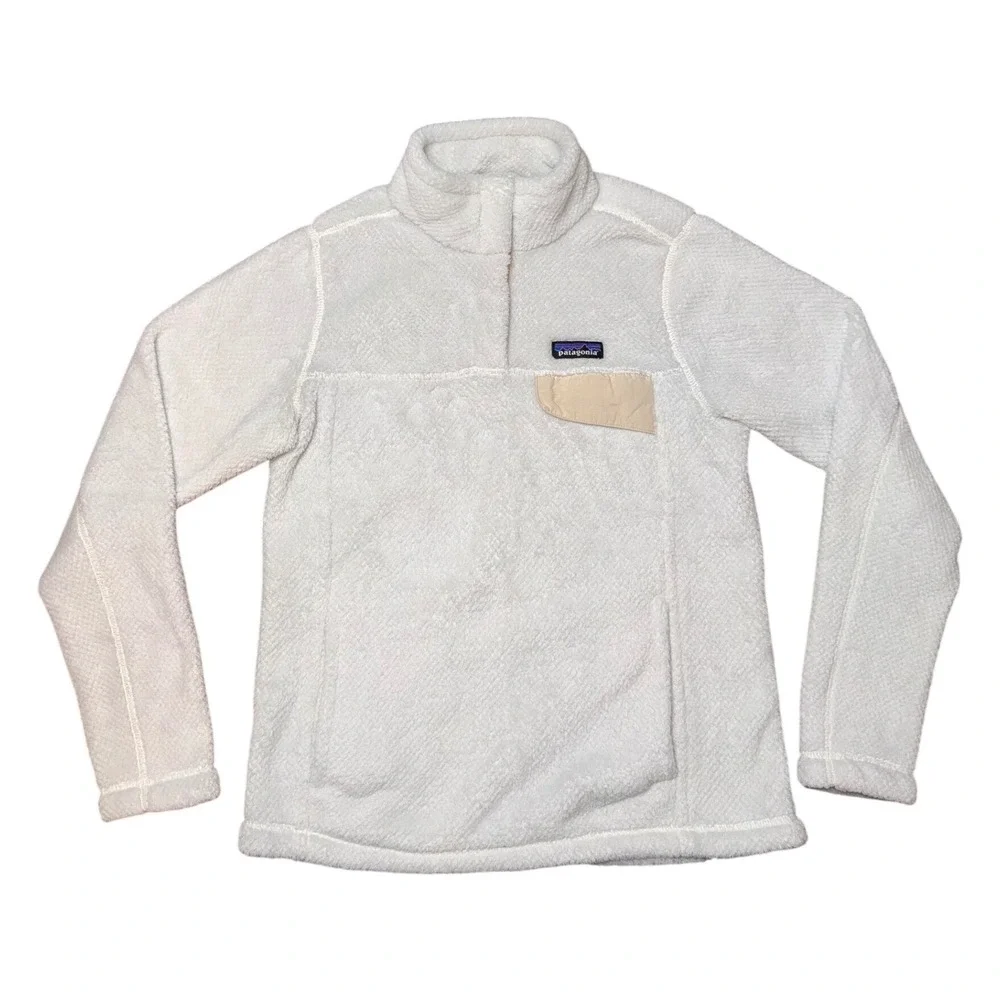 Patagonia Re-Tool Snap-T Pullover Fleece Jacket White Polartec‎ Womens Sz Med